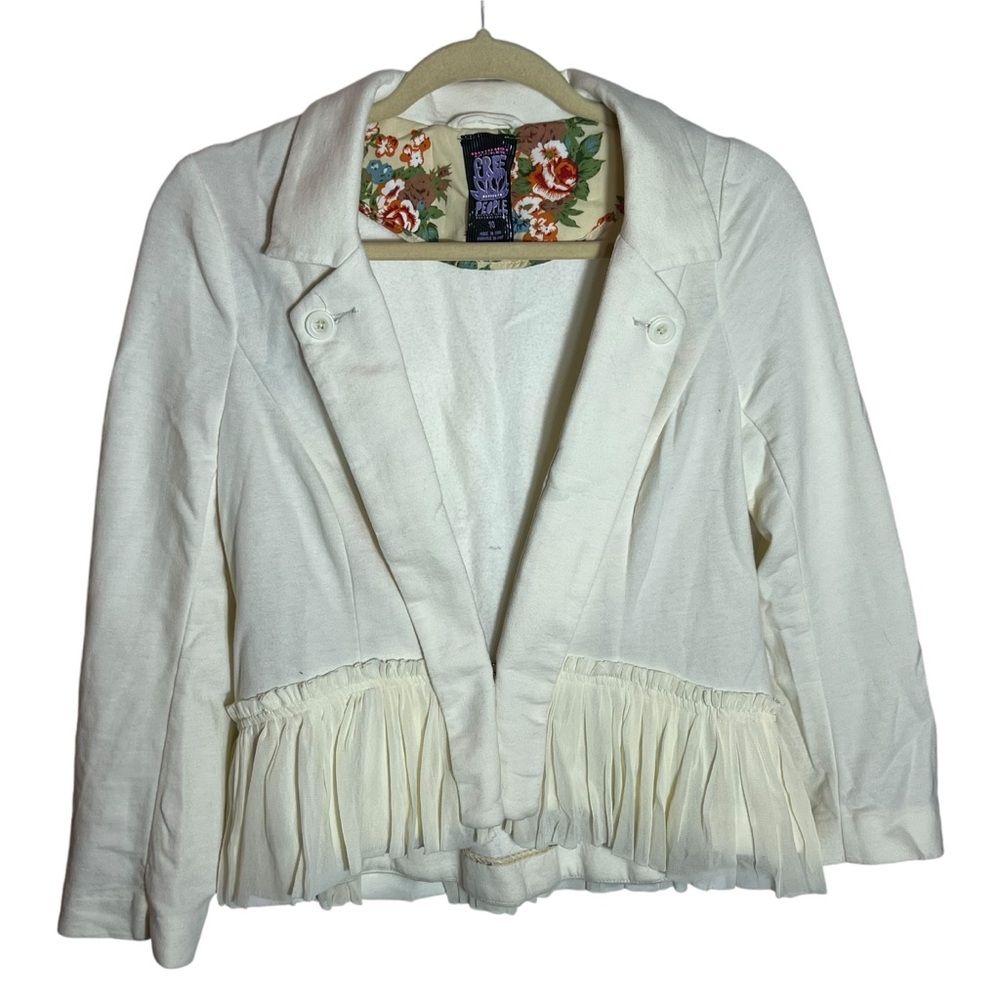 Free People Y2K Ruffle Peplum Blazer • Size 10 • Statement Blazer